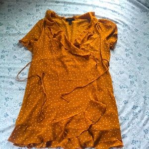 Forever 21 size 2X polka dot gold dress wrap dress